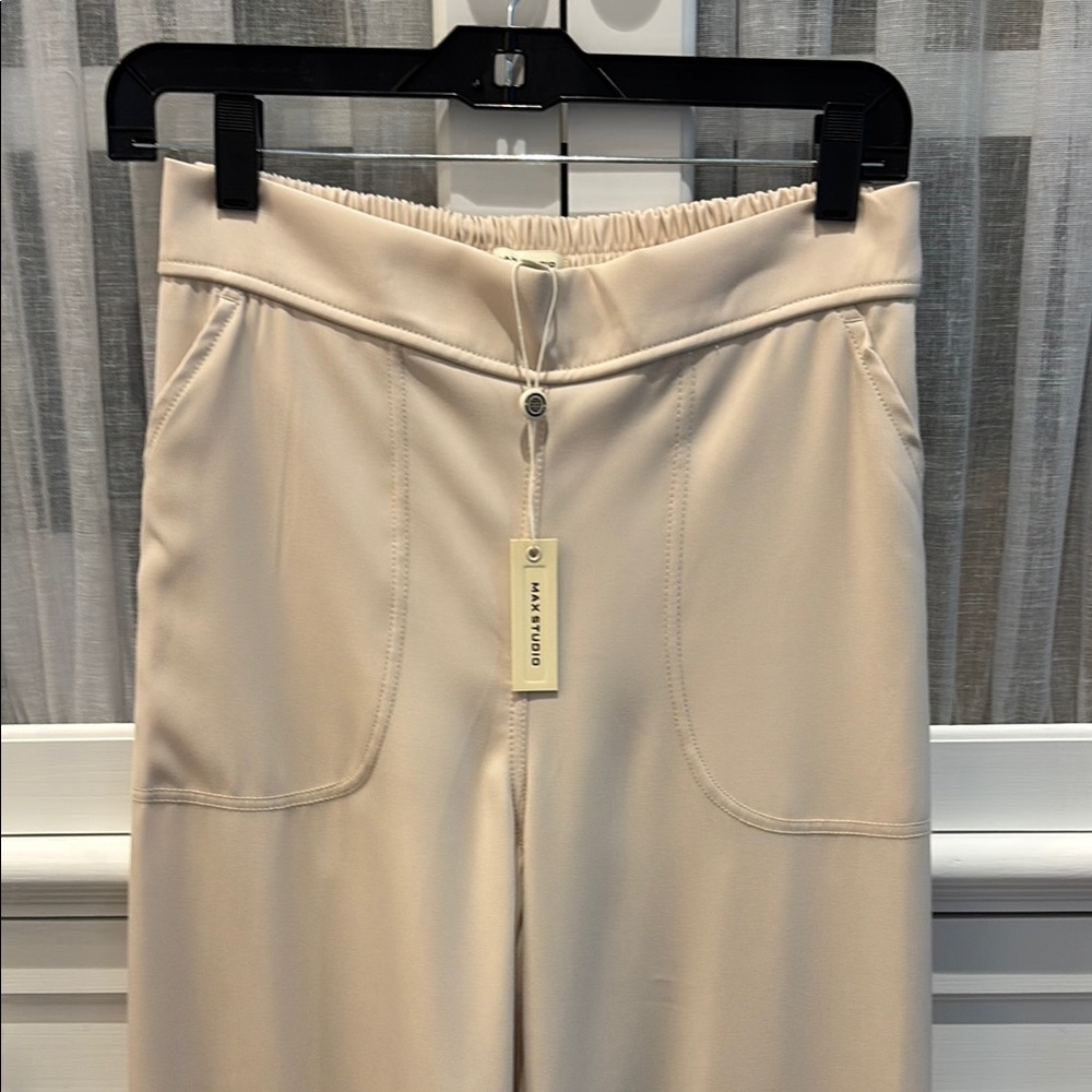 Max Studio Cream High Rise Trousers